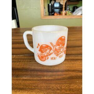 Beatles Vintage Federal Glass Mug Yea Yea Yea Orange & White Milk Glass
